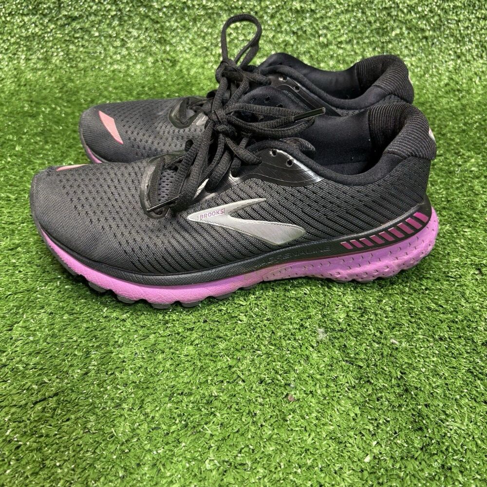Brooks Adrenaline GTS 20 Womens Running Shoes Black Purple Hollyhock Size 7 B